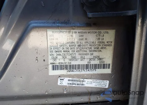 2007 Nissan Altima 2.5 S from USA, damaged, VIN 1N4AL21E27C142575